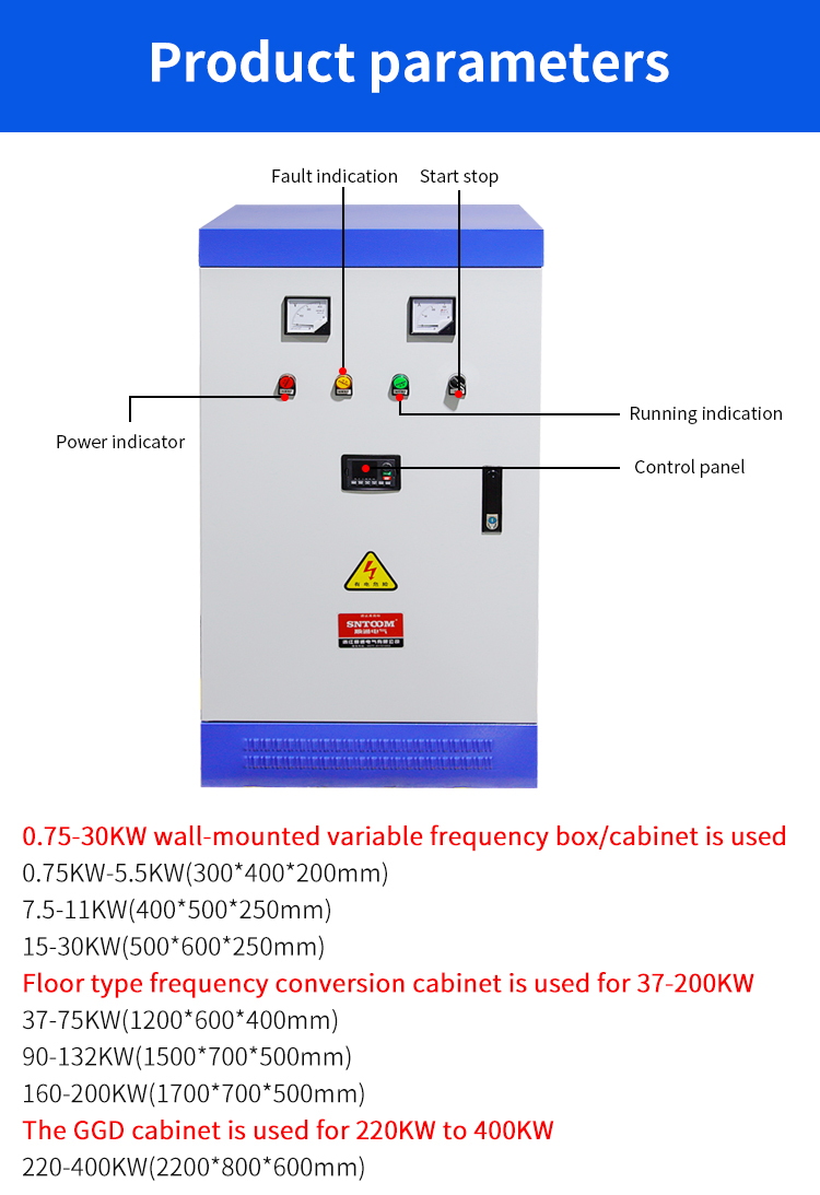 37kw-200kw معلمة خزانة تحويل التردد المتغير من النوع الأرضي
